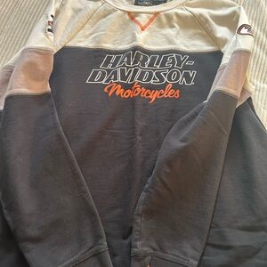 Harley-Davidson Black and Cream Pullover with Orange Logo
